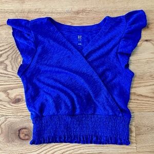 NWOT GAP Kids Wrap Top / Short Sleeve Shirt Girls in Color Blue Track - Size M